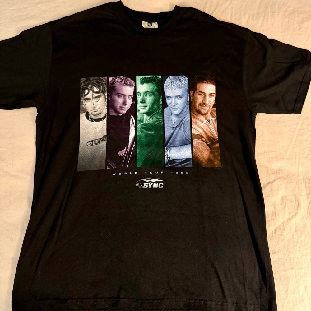 Vintage NSYNC Shirt Mens Large Black 1998 World Tour Concert Band 90s